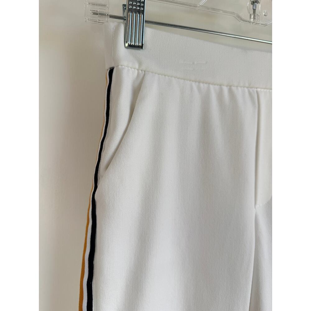 Zara White Trousers Side Stripe Yellow Black Sporty chic Track Pants Size Small - Picture 10 of 11